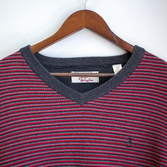 An Original Penguin by Munsingwear V-Neck Striped Sweater Size Large - Picture 2 of 8